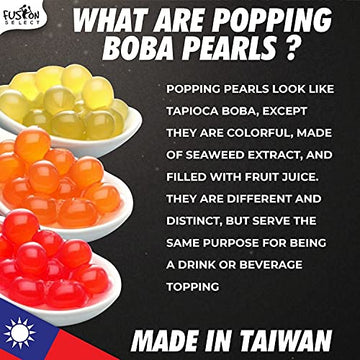 Fusion Select Bursting Bobaz Pearls Fruit Tea Snack Toppings - Small Size - Blue Kiwi Green Flavor