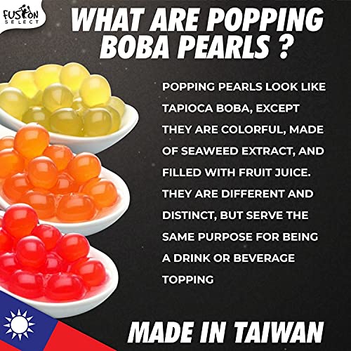 Fusion Select Boba Bursting Bobaz Popping Bobaz Pearls Fruit Tea Snack Toppings (490 Grams, Blueberry)