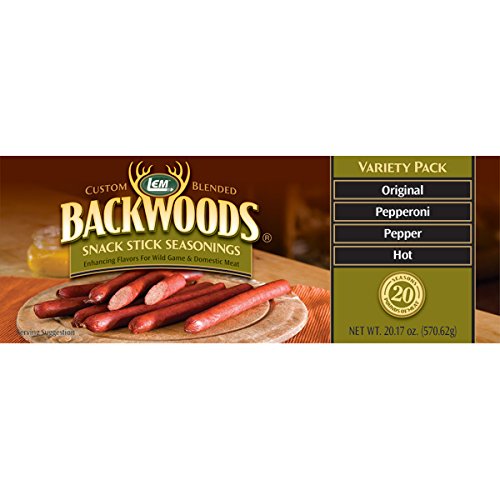 LEM Backwoods Snack Stick Seasonings Variety Pack, Original, Hot, Pepper, Pepperoni, 20.17 Ounce Package, Includes Cure Packet