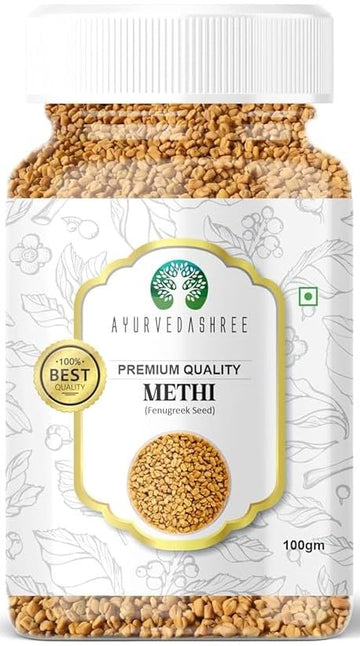 AYURVEDASHREE Fenugreek (Methi) Seeds Whole 100gm | Trigonella foenum graecum | All Natural | Vegan | Non-GMO | Indian Origin, u