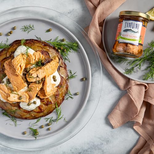 Tonnino Salmon Silver Fish, Dill & Garlic, Skinless & Boneless, 6.3 oz (Pack of 6) - Protein Snacks, Ready to Eat Meals