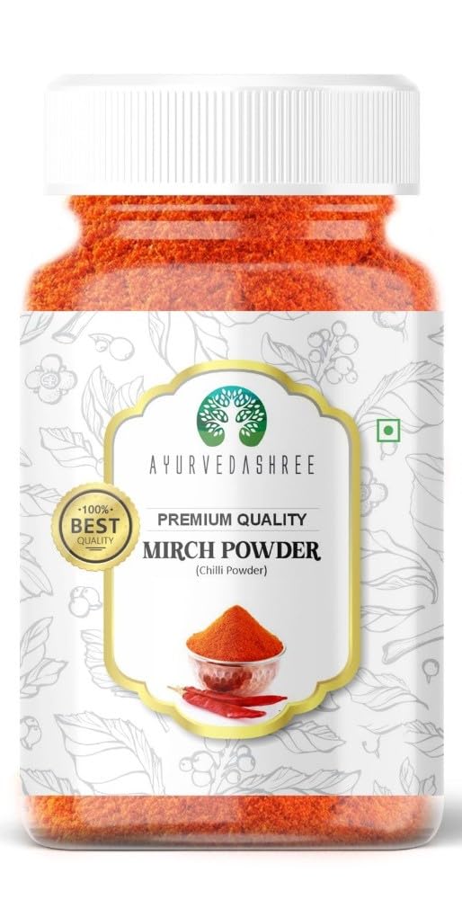 AYURVEDASHREE Chilli Powder (Mirchi Ground) 100gM PET Jar ~ All Natural | Vegan | Gluten Friendly | NON-GMO | Indian Origin |