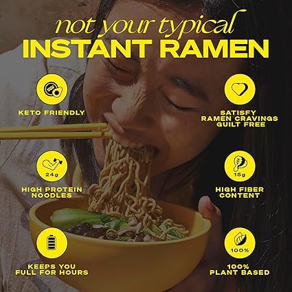 Immi Spicy ''Beef'' Ramen, 100% Plant Based, Keto Friendly, High Protein, Low Carb, Packaged Noodle Meal Kit, Ready To Eat, 6 Pa