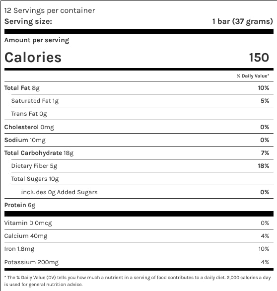 Dr. Fuhrman G- S Organic Nutrition Bar | Whole Food Plant-Based Snack | High Fiber | 37g per Bar | 12 Pack