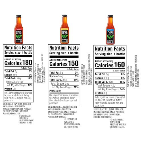 Pure Leaf Bottles, Variety Pack (Sweetened Flavors) (18.5 Ounce Bottles, Pack of 12)