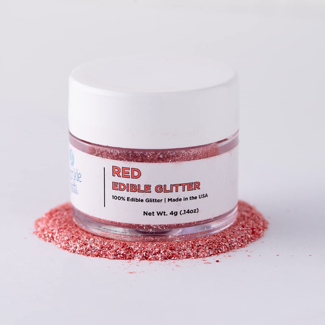 Sweets Indeed Edible Glitter, Perfect for Drinks, Cocktails, Beverages & Cake Decorating, Dessert Cake Topper, 4 grams (Red 4g)