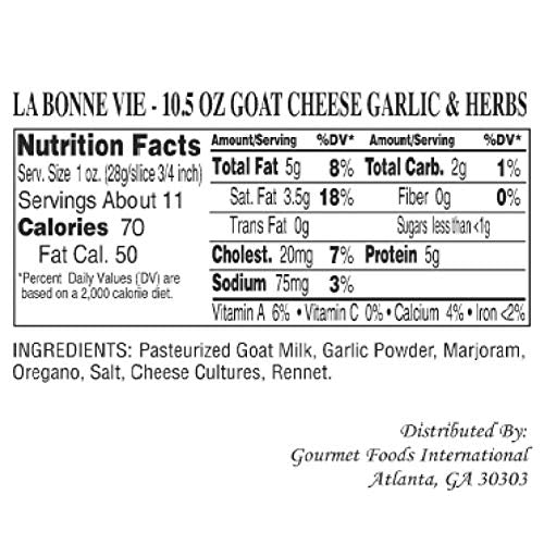 La Bonne Vie, Garlic Herbs Goat Log Oz, 10.5 Ounce
