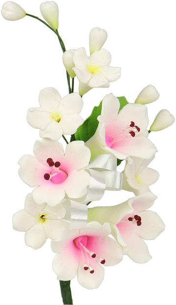 O'Creme Gumpaste Edible Flower Spray, White Bell - For Cake Decorating - Sugar Paste Flower Decorations For Cakes, Candy, Cupcak