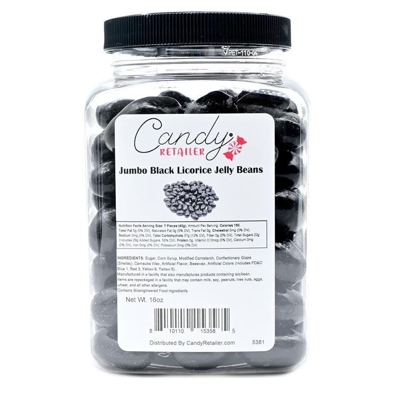 Candy Retailer Jumbo Jelly Beans (1 Lb, Black Licorice)