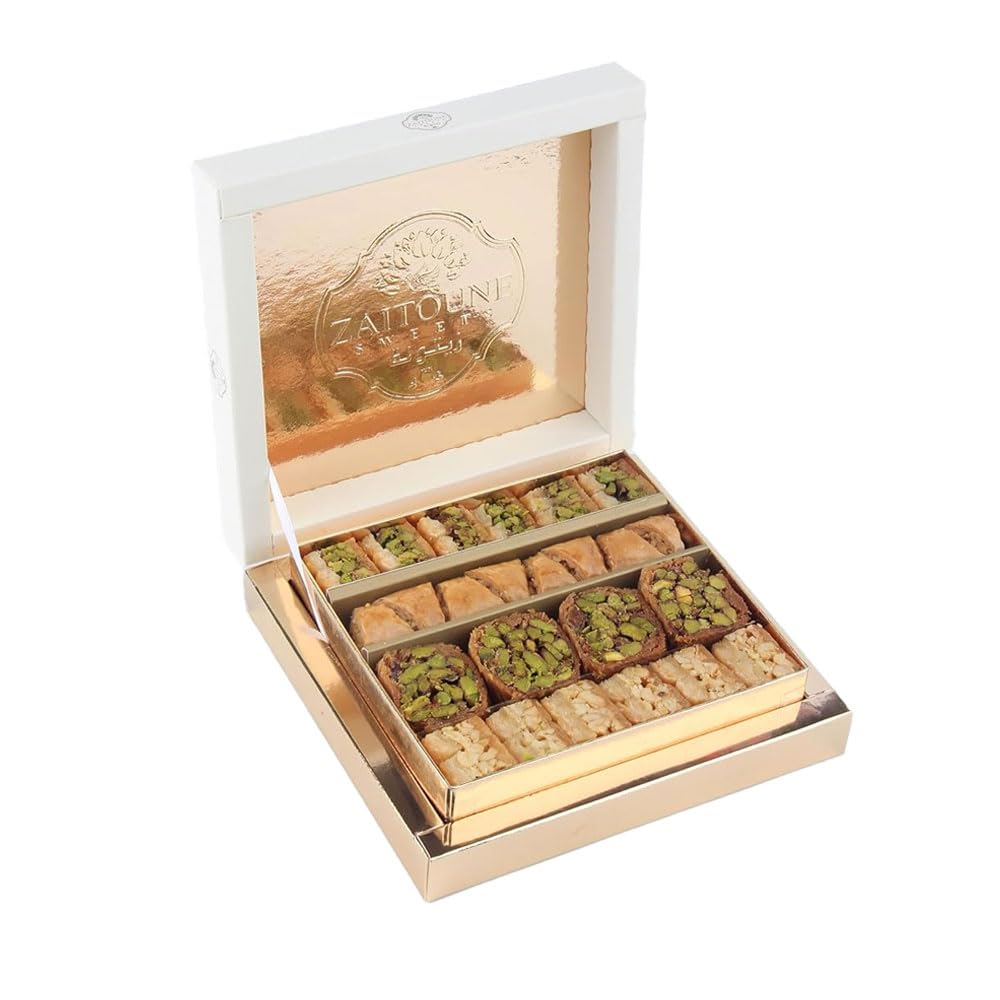 Zaitoune Pistachio & Cashew Mix Baklava 250G - Desserts Gift Box Perfect For Birthday, Father'S And Mothers Day, New Year, Eid