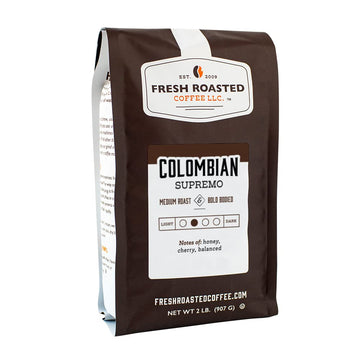Fresh Roasted Coffee, Colombian Supremo, 2 Lb (32 Oz), Medium Roast, Kosher, Ground