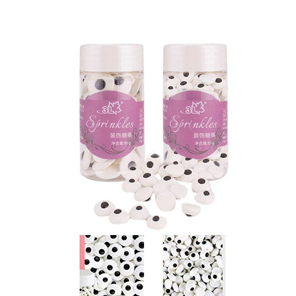 2 Bottles Candy Eyeballs Eyes Cake Cupcake Toppers Cookie Decorations,Two Size Mixed,Sweet Personalities Edible Candy For HALLOW