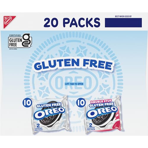 OREO Gluten Free Original & Double Stuf Chocolate Sandwich Cookies Variety Pack, Gluten Free Cookies, 20 Snack Packs (2 Cookies