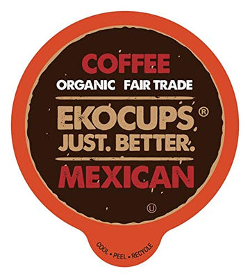 Ekocups Organic Mexican Roast Coffee Pods, Extra 30% More Coffee Per Cup, Artisan Fair Trade Dark Roast, Mexican Roast Coffee Fo