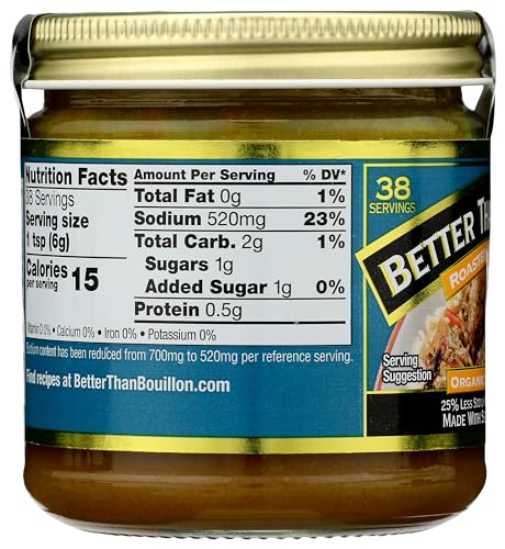 BETTER THAN BOUILLON Organic Reduced Sodium Roasted Chicken Bouillon Base, 8 OZ