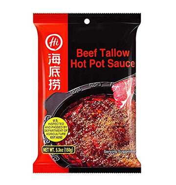 Haidilao Authentic Beef Tallow Hot Pot Sauce Top-Grade Spicy Hot Pot Soup Base New Item 5.3Oz (150G) X 2Bags
