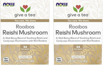 Now Foods Give A Tea Rooibos Reishi Mushroom, 24 Tea Bags (Pack Of 2)