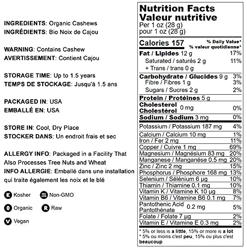 Food to Live Organic Cashew Pieces, 4 Pounds Non-GMO, Kosher, Vegan, Unsalted, Unroasted, Bulk