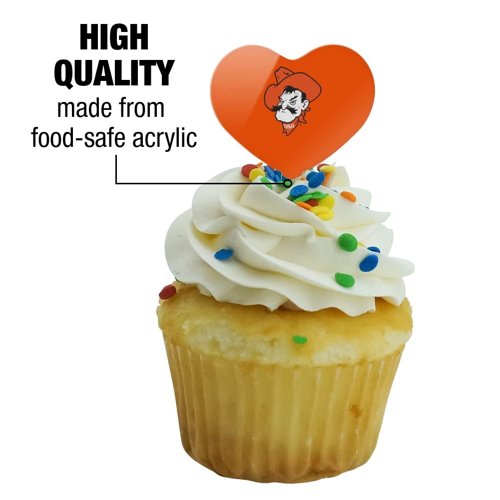 GRAPHICS & MORE Cupcake Picks Set of 6, Heart Design, Acrylic, One Size, Oklahoma State University