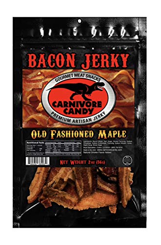 Carnivore Candy Maple Bacon Jerky, 2oz Bag, Old Fashioned Flavor, Pack of 1