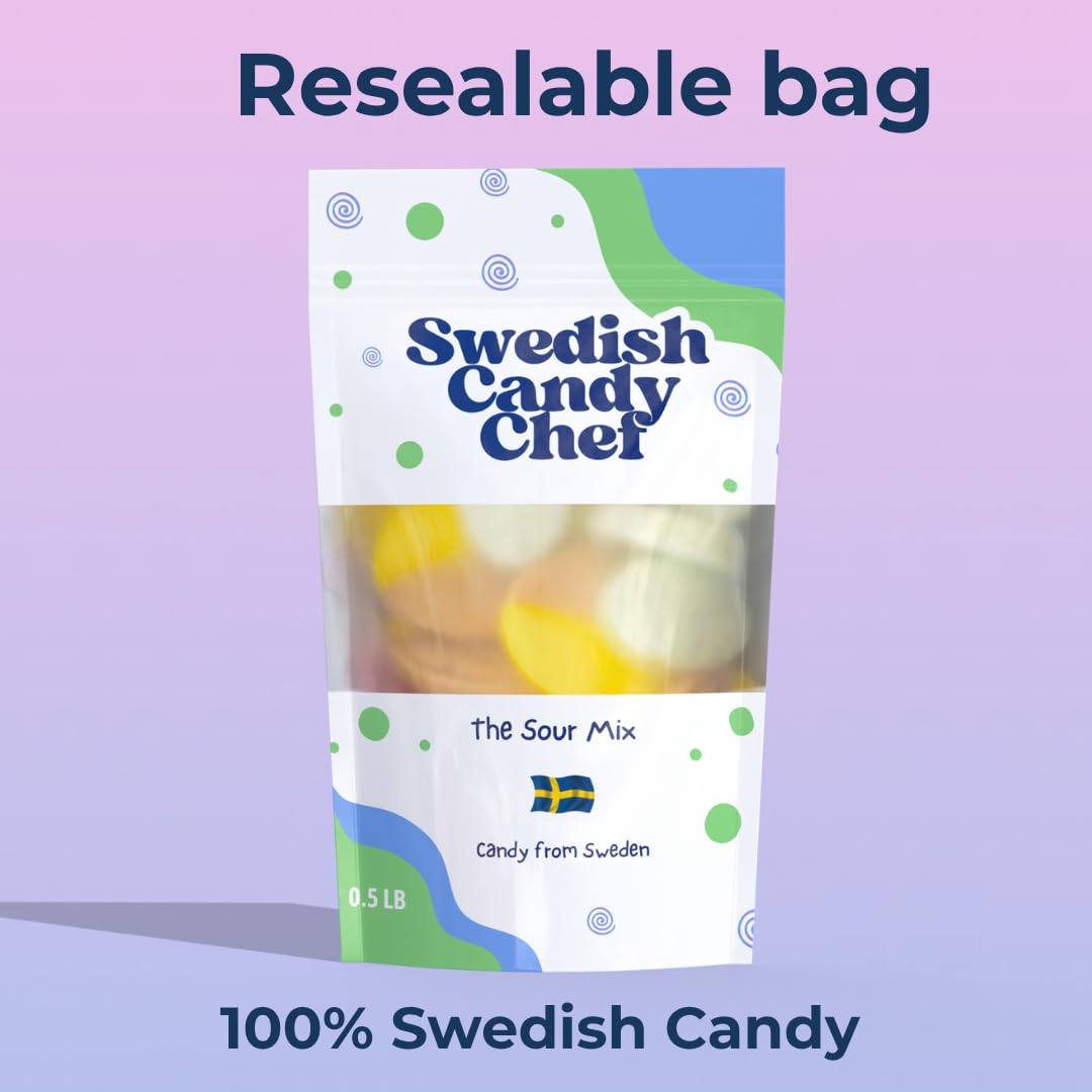 Sour Swedish Candy Chef Mix - Bubs Sour Candy - Chewy and Foamy - Hand Packed in Sweden .5LB