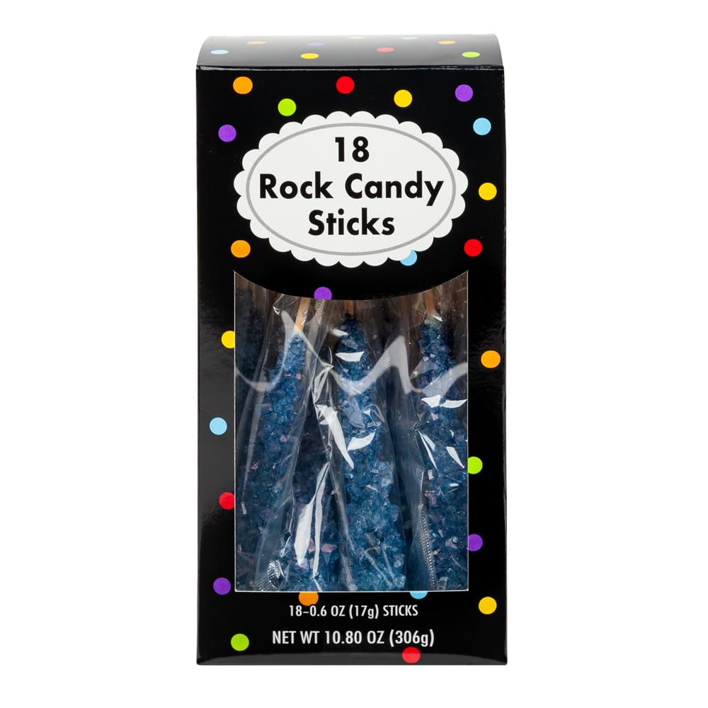 Amuse Mints Rock Candy Sticks - 18 PC Box - Royal Blue - Colorful Hard Candy for Parties and Gifting