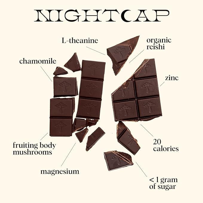 Alice Nightcap 2-Pack Functional Mushroom Chocolates, Supports Deep Sleep, Cream, 3.68 inches
