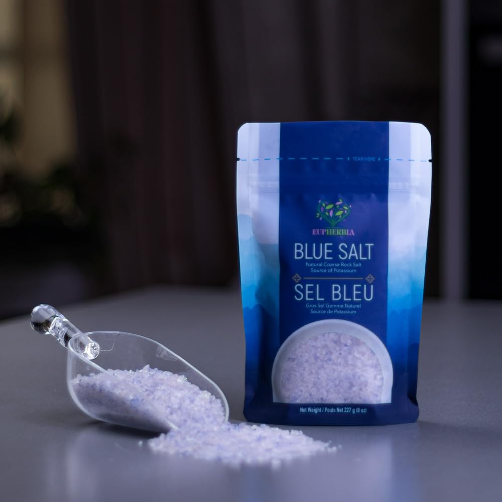 Eupherbia Coarse Blue Salt, Rare Mineral, High Potassium, Lower Sodium, Natural, Unprocessed, 227g (8 Oz)