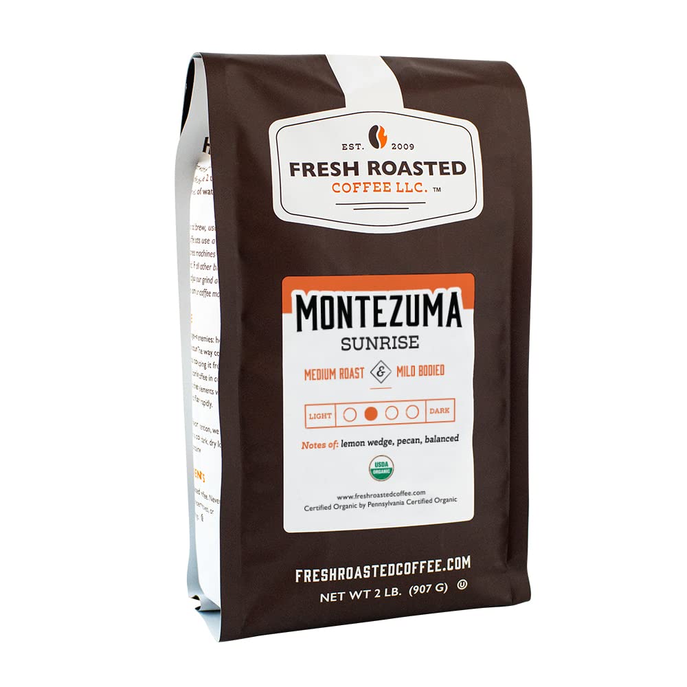 Fresh Roasted Coffee, Organic Montezuma Sunrise, 2 Lb (32 Oz), Medium Roast, Kosher, Whole Bean