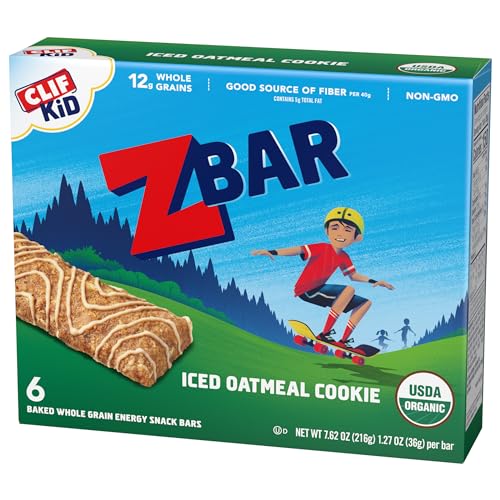 CLIF Kid Zbar - Iced Oatmeal Cookie - Soft Baked Whole Grain Snack Bars - USDA Organic - Non-GMO - Plant-Based - 1.27 oz. (6 Pac