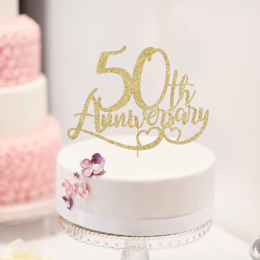 Glitter Happy 50Th Anniversary Cake Toppers,50 Wedding Anniversary Party Decoration,Wedding & Company Anniversary Party Decorati