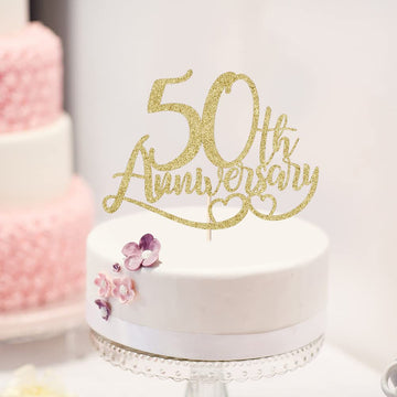 Glitter Happy 50Th Anniversary Cake Toppers,50 Wedding Anniversary Party Decoration,Wedding & Company Anniversary Party Decorati