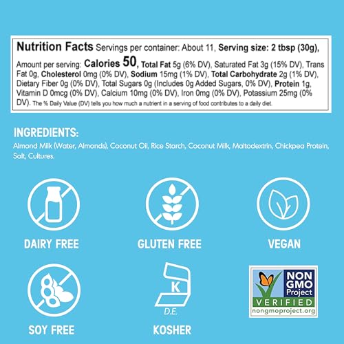 Kite Hill Almond Milk Sour Cream Alternative, 12 Ounces, Gluten Free, Non-GMO, Vegan