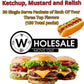 Wholesale Move Out Condiment Variety Pack, 150 Single Serve Packets, Ketchup Mustard Relish, 50 Each