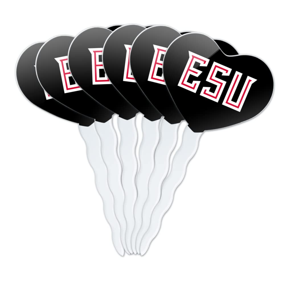 GRAPHICS & MORE Cupcake Picks Set of 6 - Acrylic Heart Toppers - East Stroudsburg University of Pennsylvania - One Size