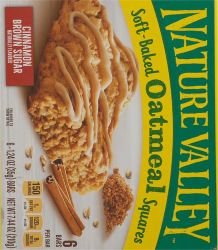 Nature Valley Soft-Baked Oatmeal Squares, Cinnamon Brown Sugar, 6 ct, 7.44 OZ (Pack of 4)