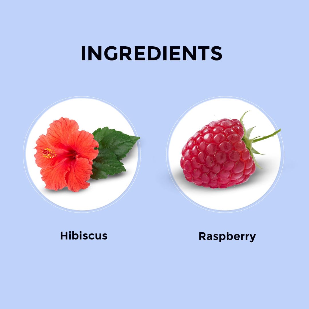 BLUE TEA Hibiscus Tea - Raspberry Flavor - 18 Count Pyramid Tea Bags - Caffeine Free, Vegan, Non-GMO, Tin Packaging