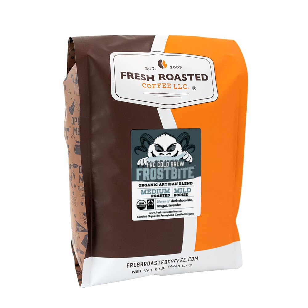 Fresh Roasted Coffee  Organic Frostbite Cold Brew | Mold & Myco 3rd Party Tested  USDA Organic  Kosher | Medium Roast | 5 lb Coarse Ground