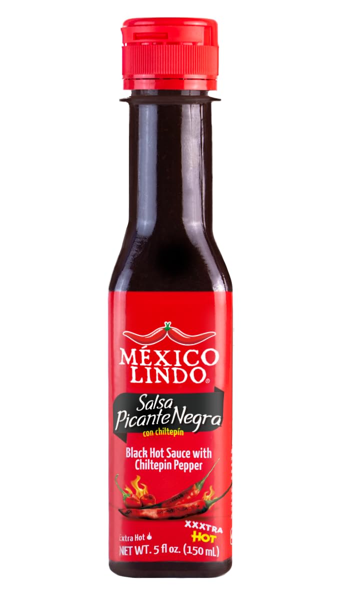 Mexico Lindo Picante Negra Xxxtra Hot Sauce | Scoville Unit Level 80,000 | Sugar Free | 5 Fl Oz Bottles (Pack Of 2)