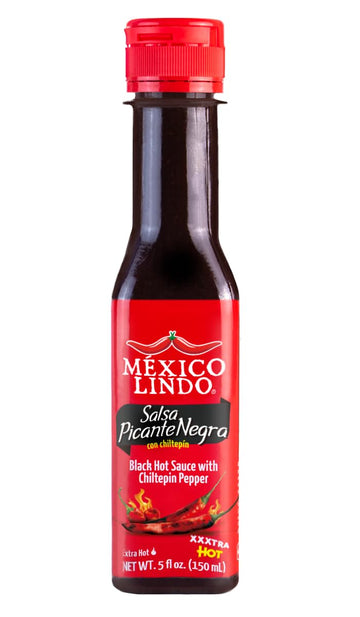 Mexico Lindo Picante Negra Xxxtra Hot Sauce | Scoville Unit Level 80,000 | Sugar Free | 5 Fl Oz Bottles (Pack Of 2)