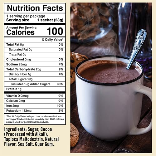 Castle Kitchen Hot Chocolate Sachets (10 Count) - Single Serve On-The-Go Cocoa - Just Add Water - Dairy Free, Vegan 1Oz Bulk Pac