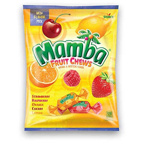 Storck (1) Bag Mamba Fruit Chews Candy New Flavor Mix - Strawberry, Raspberry, Orange, Cherry, Lemon - 3.52 Oz