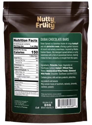 Nutty and Fruity Milk Chocolate Bars with Pistachio, Individually Wrapped, 16 oz (2 Pack), Brown