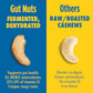 Philosopher Foods Gut Nuts - Fermented & Sprouted Cashews - Low Carb Keto Snacks - 3oz Pouch (Pack of 6)