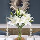 KaBloom Flowers - Sympathy Oasis of Comfort Bouquet of 5 White Oriental Lily Without Vase - Gift for Birthday, Anniversary, Than