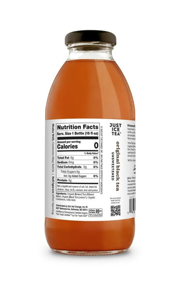 Just Ice Tea Organic Iced Tea, 16 Fl Oz Glass Bottles (Pack Of 4) (Original Black Tea)