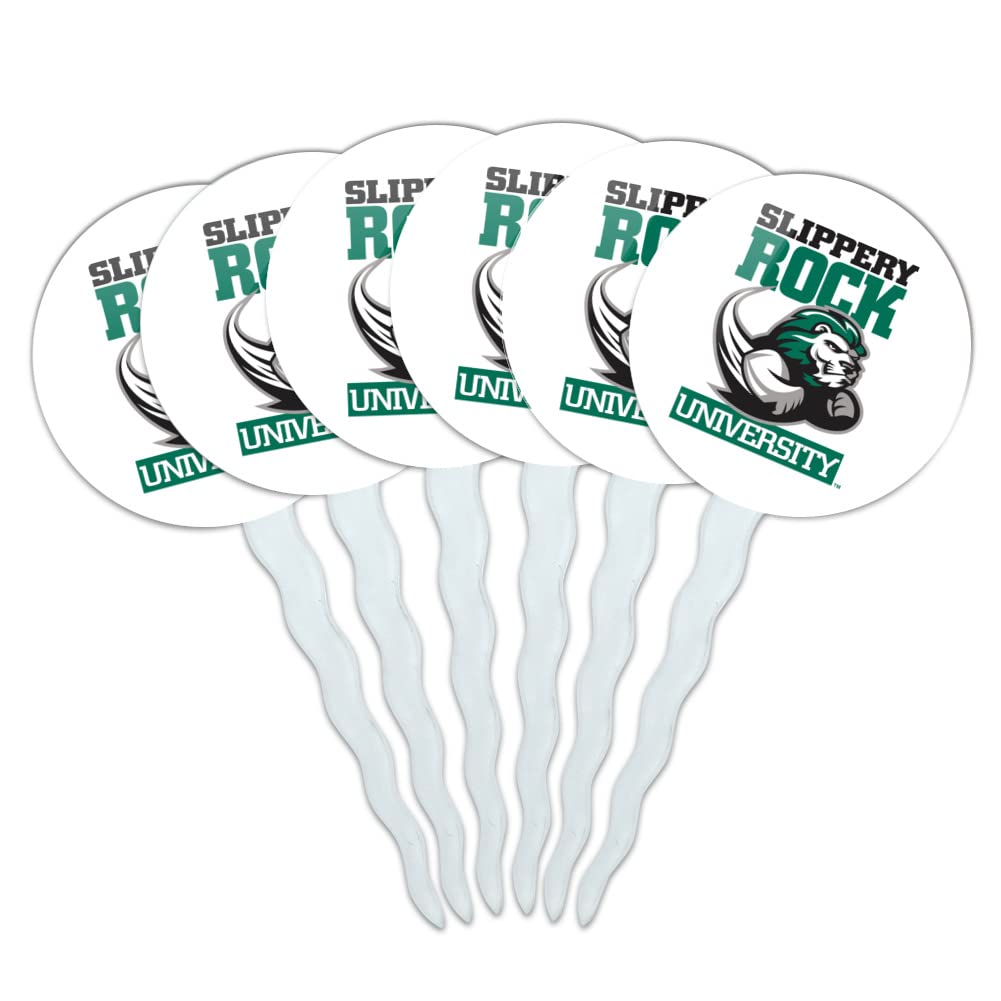 Slippery Rock Secondary Logo Cupcake Picks Toppers Decoration Set of 6