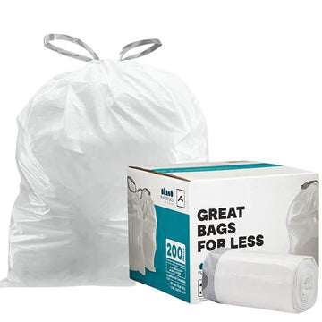 Plasticplace Trash Bags Code A Compatible (200 Count)White Drawstring Garbage Liners 1.2 Gallon / 4.5 Liter  11.625'' X 15.94''