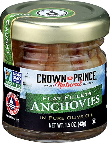 Crown Prince Flat Fillets of Anchovies in Olive Oil, 1.5 Oz