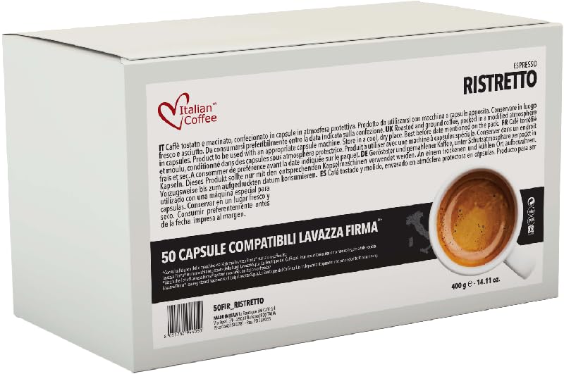 ITALIAN COFFEE FOR ESPRESSO LOVERS Espresso Capsules Compatible with RIVO Machines, Ristretto, Pack of 50